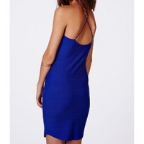 Used (Very Good) Missguided Vivian Strappy Bandage Bodycon Dress Cobalt Blue - Picture 7 of 7